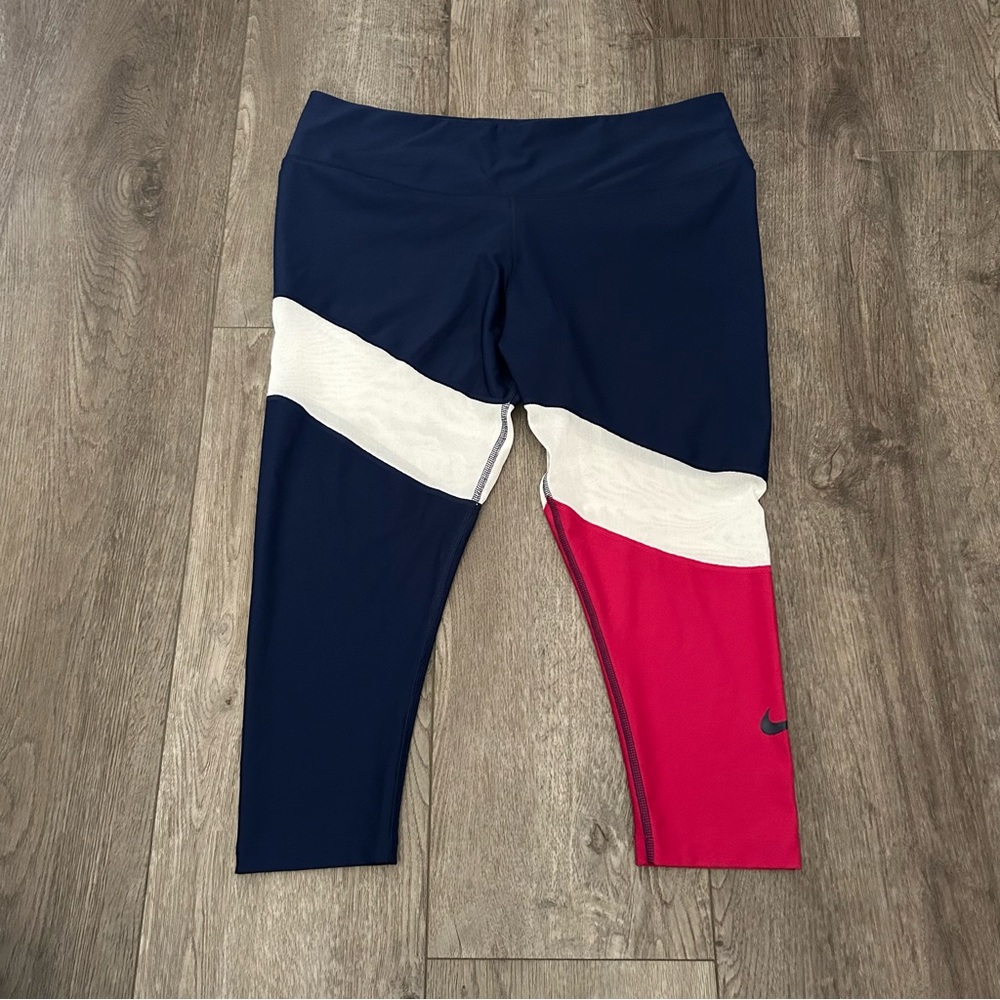 Women’s Nike Dri-Fit Colorblock Power Victory Mesh Crop Leggings Plus Size 1X